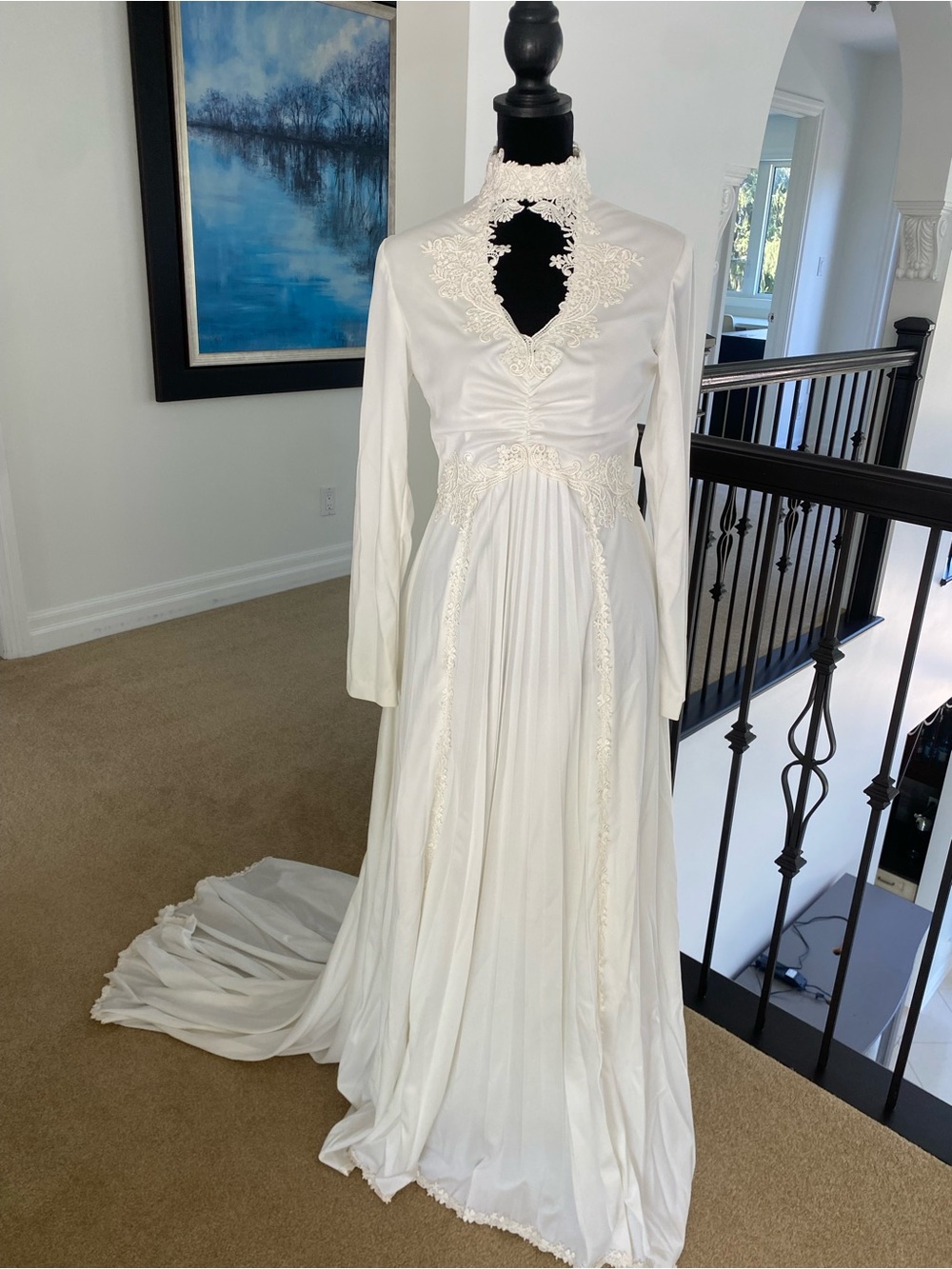 1970s Bridal/Wedding Dress - Long Sleeve Prairie Maxi Dress - Size S